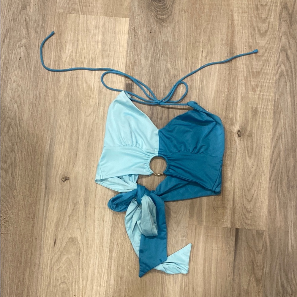 Princess Polly Blue Halter Top with Ring Detail